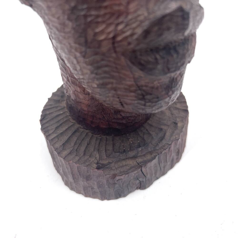 Antique Folk Art African American Man Solid Heavy Carved Wood Head Statue - Picture 8 of 10